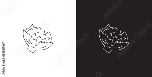 Cauliflower vegetable line icon. Vegetable vector illustration icon. Collection of icons with editable strokes in transparent and black background.