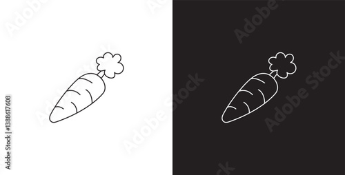 Carrot vegetable line icon. Vegetable vector illustration icon. Collection of icons with editable strokes in transparent and black background.