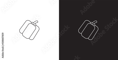 Vegetable bell pepper line icon. Vegetable vector illustration icon. Collection of icons with editable strokes in transparent and black background.