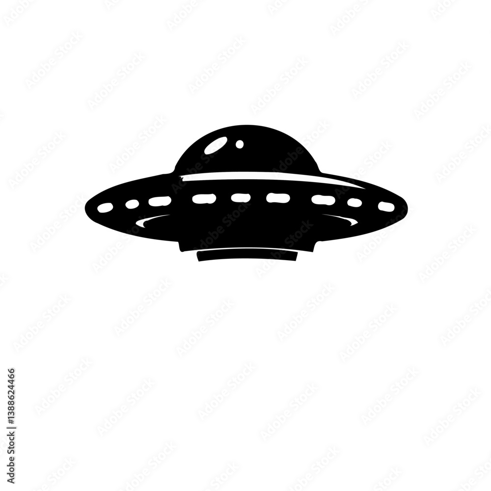 Classic Flying Saucer Icon Black and White Classic Flying Saucer Icon Black and White