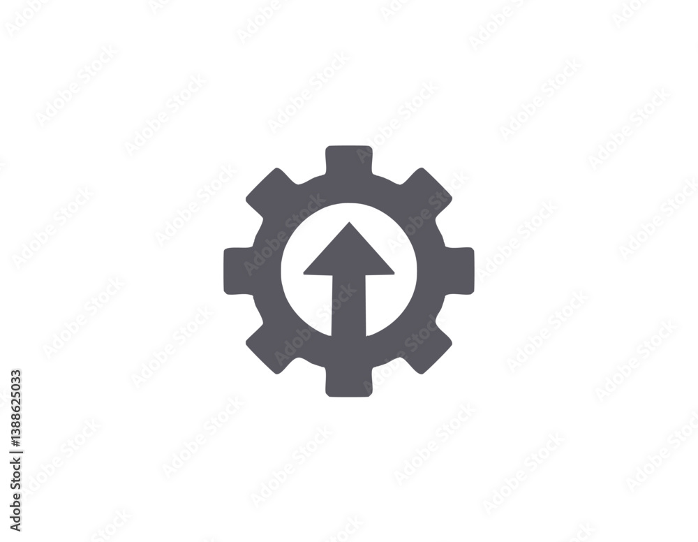 Gear with up arrow vector icon. Filled for mobile concept and web design Gear with up arrow vector icon. Filled for mobile concept and web design