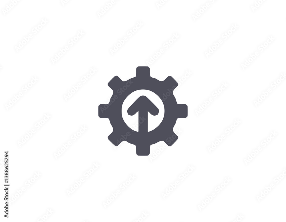 Gear with up arrow vector icon. Filled for mobile concept and web design Gear with up arrow vector icon. Filled for mobile concept and web design
