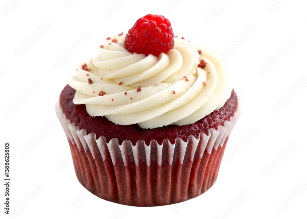 Red velvet cupcake isolated on transparent background.
Red velvet cupcake isolated on transparent background.