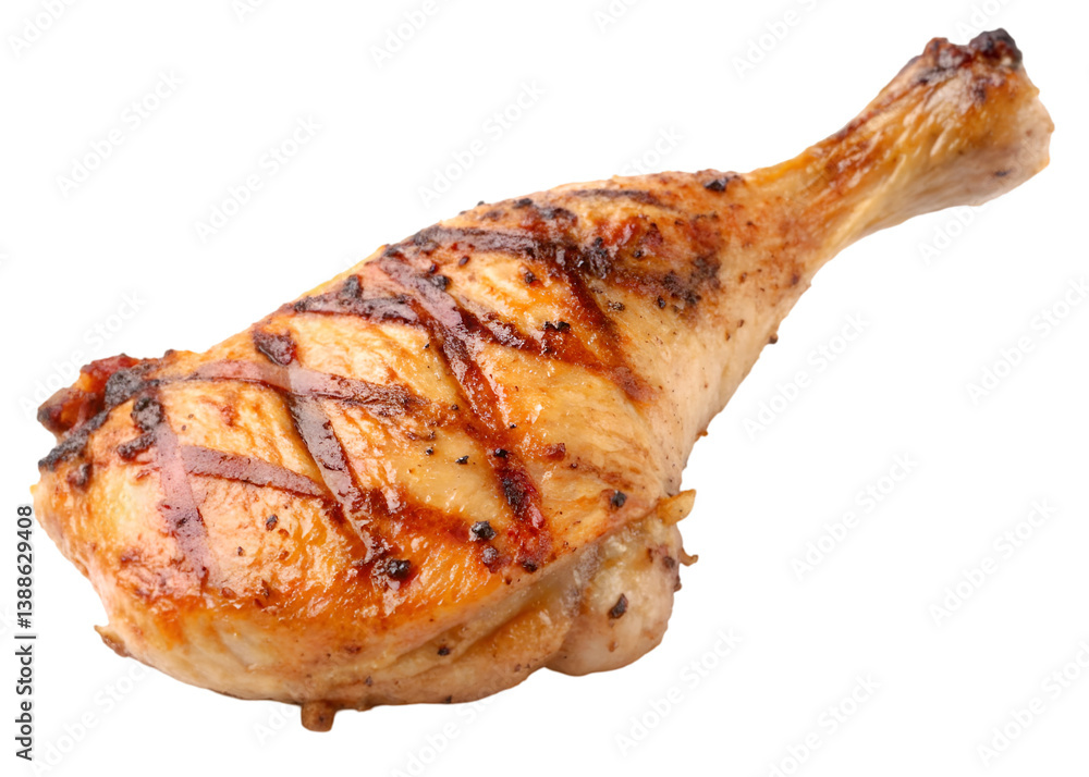 Grilled chicken leg isolated on a transparent background
Grilled chicken leg isolated on a transparent background