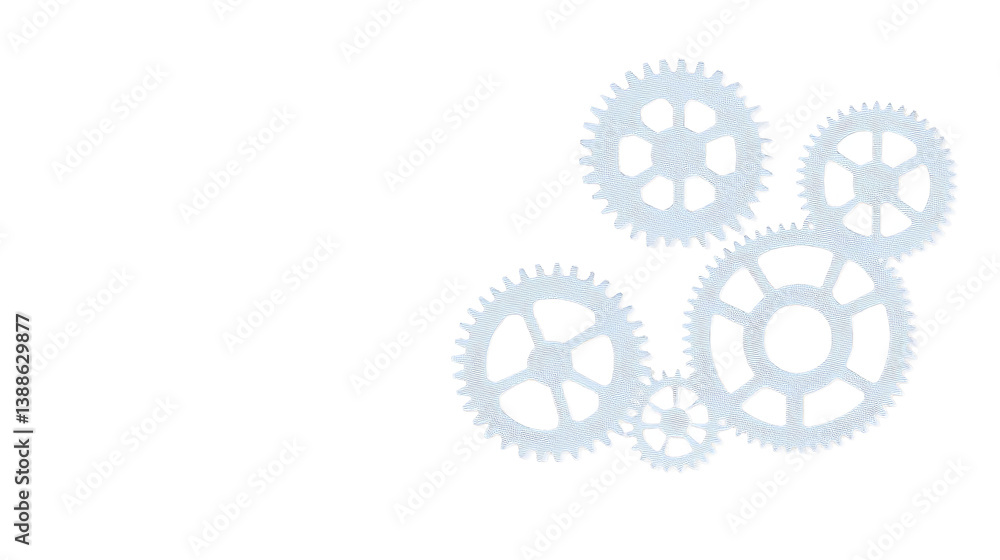 Abstract 3D Illustration Of White Gears On Black Transparent Background Abstract 3D Illustration Of White Gears On Black Transparent Background