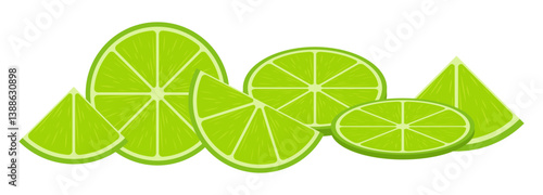Green lime border slice fruit citrus clipart illustration