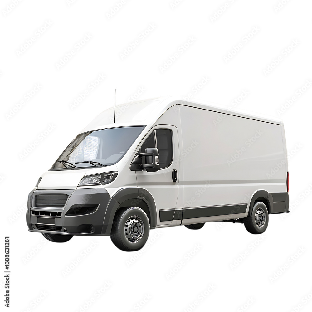 A White Delivery Van Unloading Products Isolated on Transparent Background A White Delivery Van Unloading Products Isolated on Transparent Background