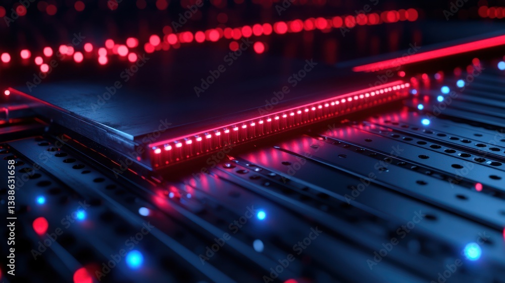 Futuristic server rack with glowing lights Futuristic server rack with glowing lights