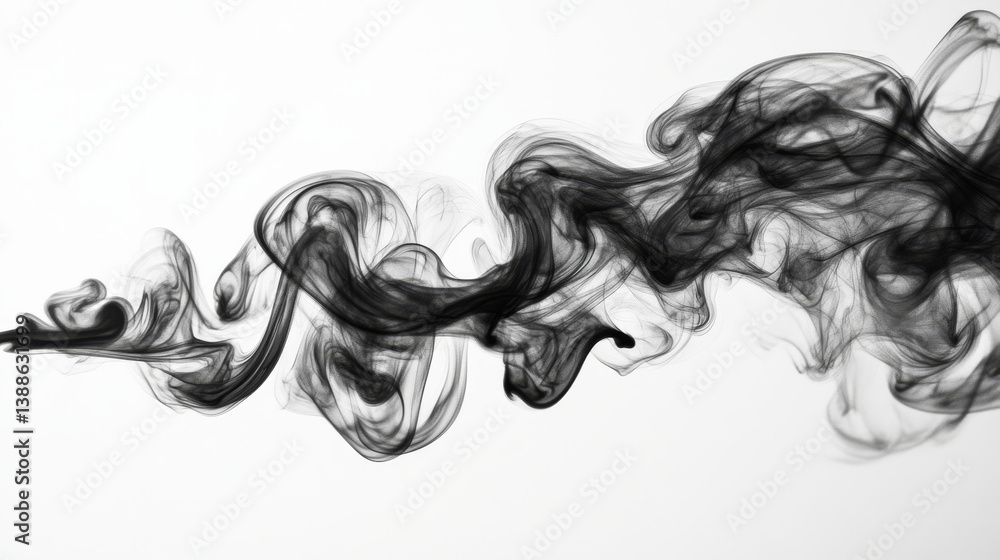 Abstract black smoke swirling gracefully in air Abstract black smoke swirling gracefully in air