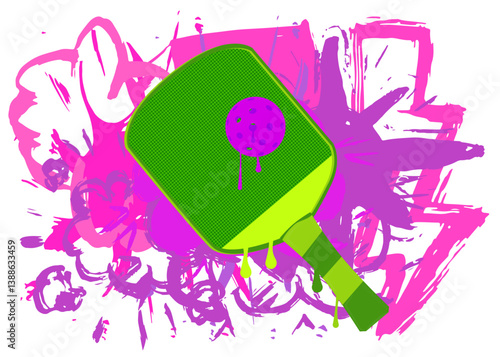 Pickleball graffiti. Abstract modern street art decoration performed in urban painting style.
