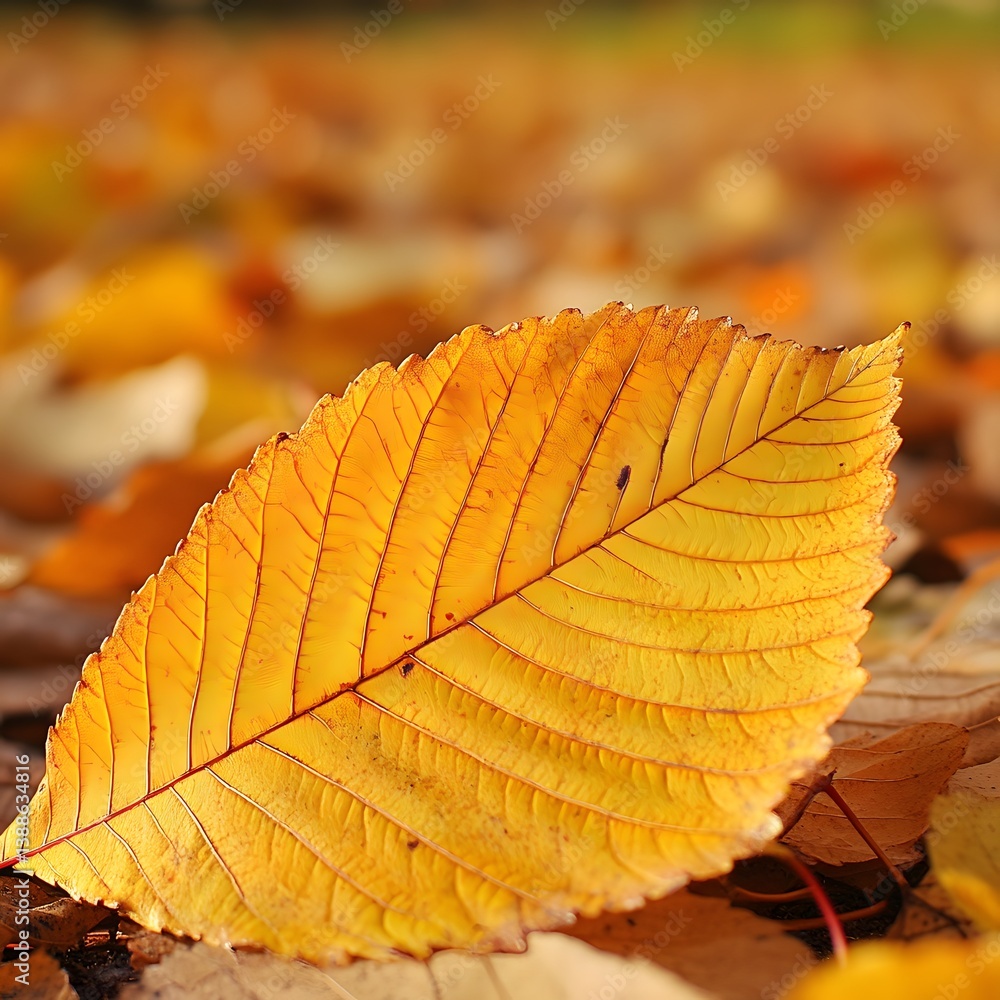 Autumn Golden Leaf Closeup Macro Photography Autumn Golden Leaf Closeup Macro Photography