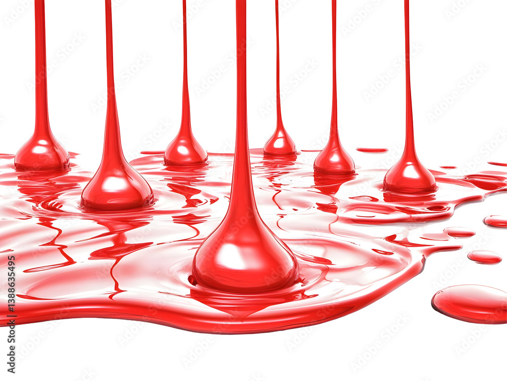 Abstract Illustration Of Red Paint Drops Flowing On Transparent Surface Abstract Illustration Of Red Paint Drops Flowing On Transparent Surface