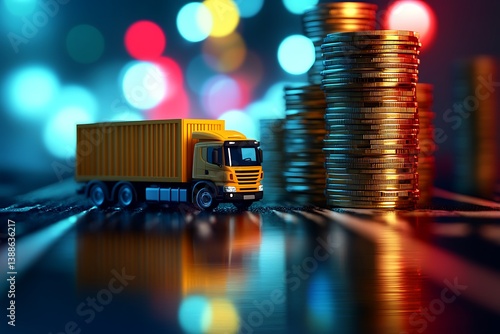 Tiny Truck & Coins; Night City Scene