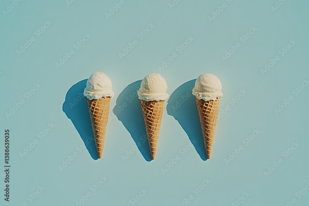 Three ice cream cones Three ice cream cones