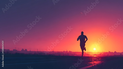 Silhouette of Runner person mid stride running
