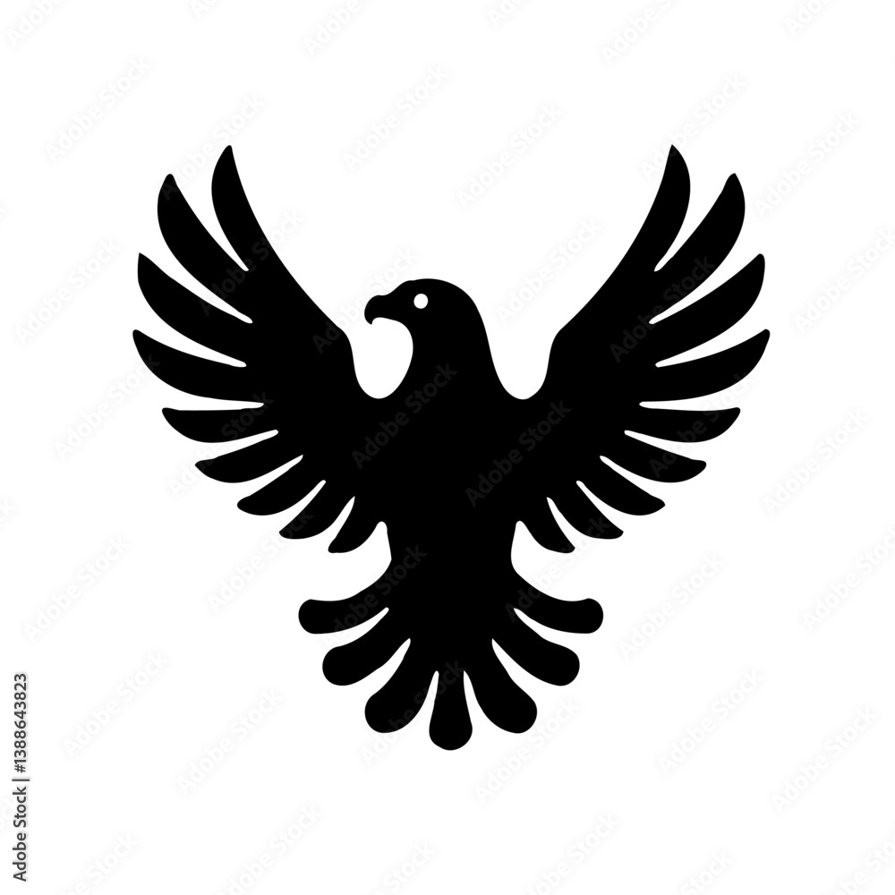 Obraz premium Black Eagle Silhouette on White Background Art