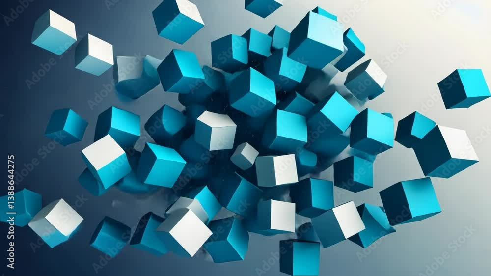 Abstract visualization of dynamic cube formations, showcasing a modern and technological aesthetic