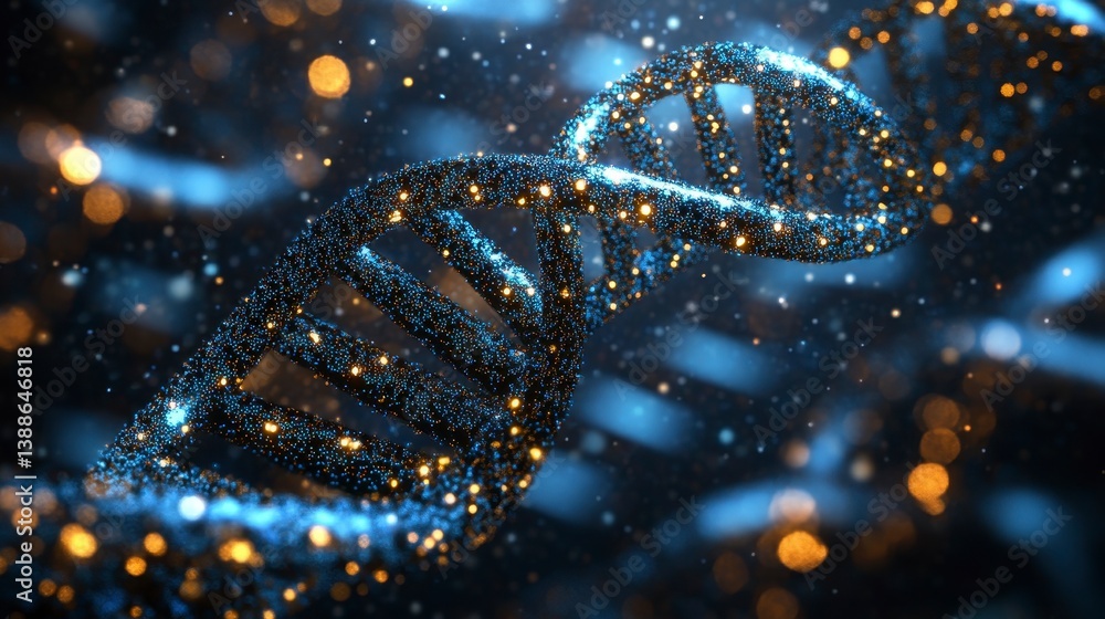 DNA helix with particles DNA helix with particles