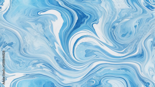 Blue marble acrylic seamless pattern, water texture, watercolor marble background.
