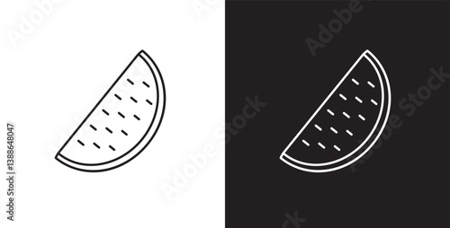 Fruit icon. Line icon of watermelon fruit. Fruits vector illustration icon. Icon set editable stroke in transparent and black background.