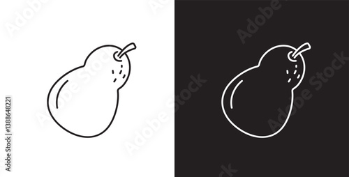 Fruit icon. Line icon of pear fruit. Fruits vector illustration icon. Icon set editable stroke in transparent and black background.