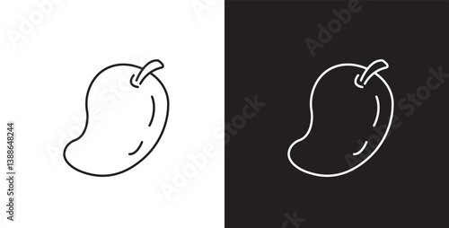Fruit icon. Line icon of mango fruit. Fruits vector illustration icon. Icon set editable stroke in transparent and black background.