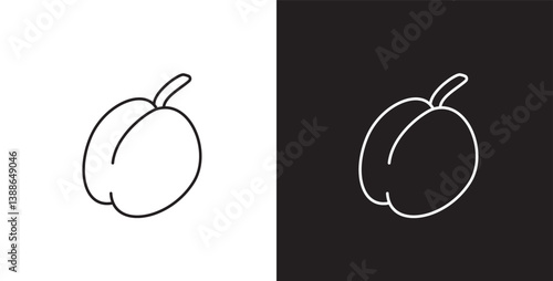 Fruit icon. Line icon of apricot fruit. Fruits vector illustration icon. Icon set editable stroke in transparent and black background.