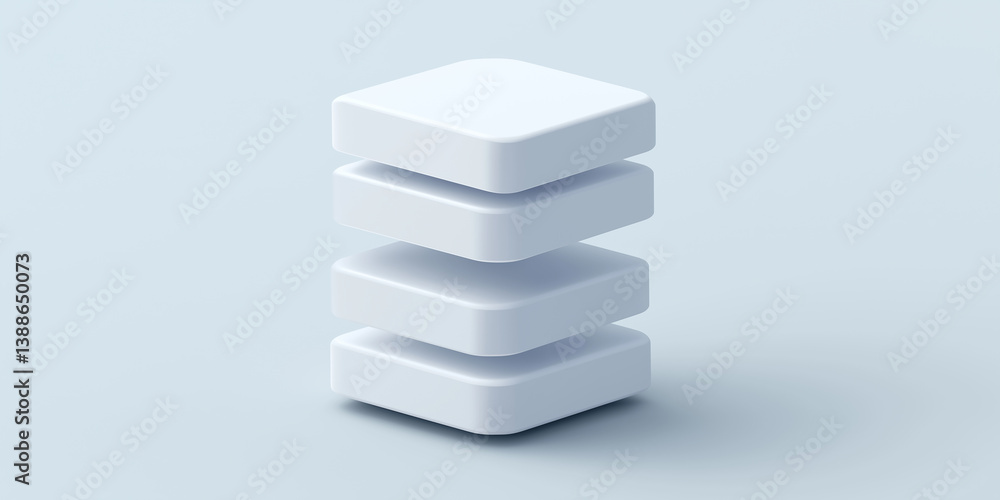 Four white data storage units balancing on a light blue background Four white data storage units balancing on a light blue background