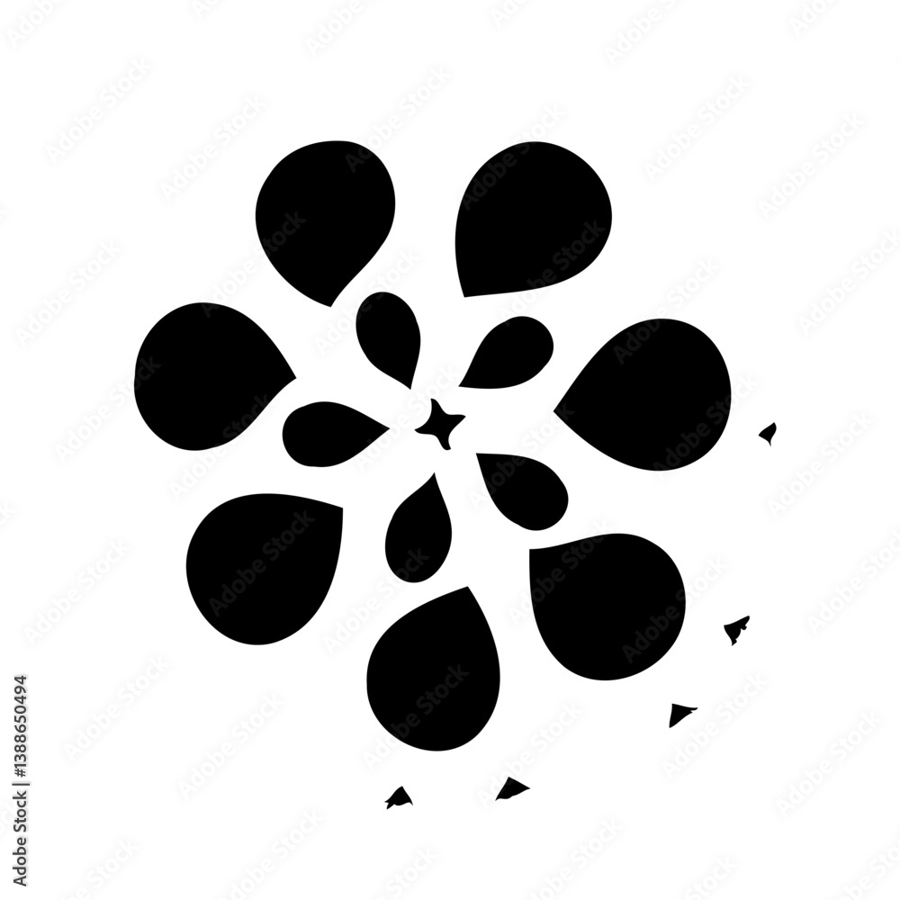 Abstract Black Floral Design on White Backdrop Abstract Black Floral Design on White Backdrop