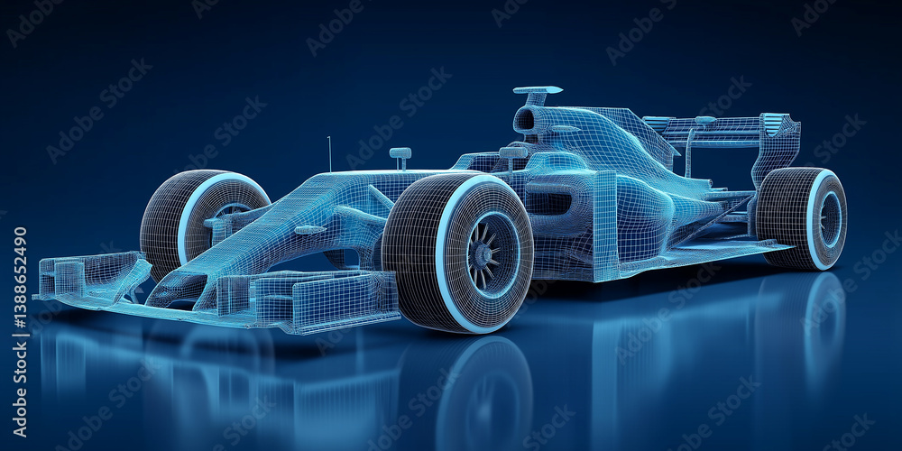 Obraz premium Wireframe racing car representing automotive engineering and design
