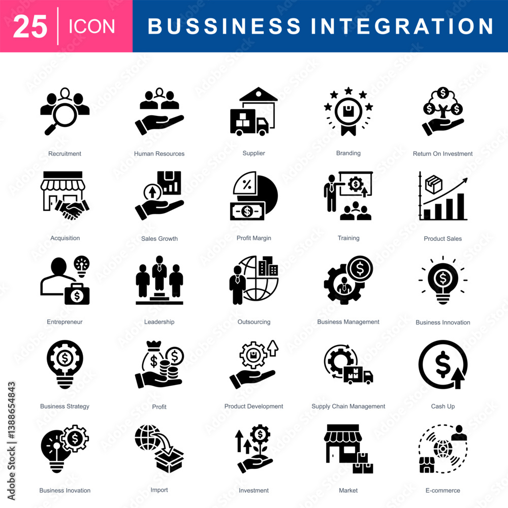 Bussiness System Integration Icon Set Bussiness System Integration Icon Set