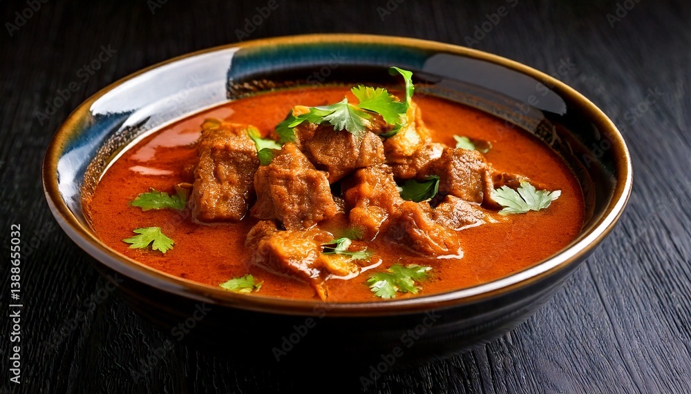 Traditional mutton curry served in a bowl, featuring tender meat pieces in a rich, spiced broth Traditional mutton curry served in a bowl, featuring tender meat pieces in a rich, spiced broth