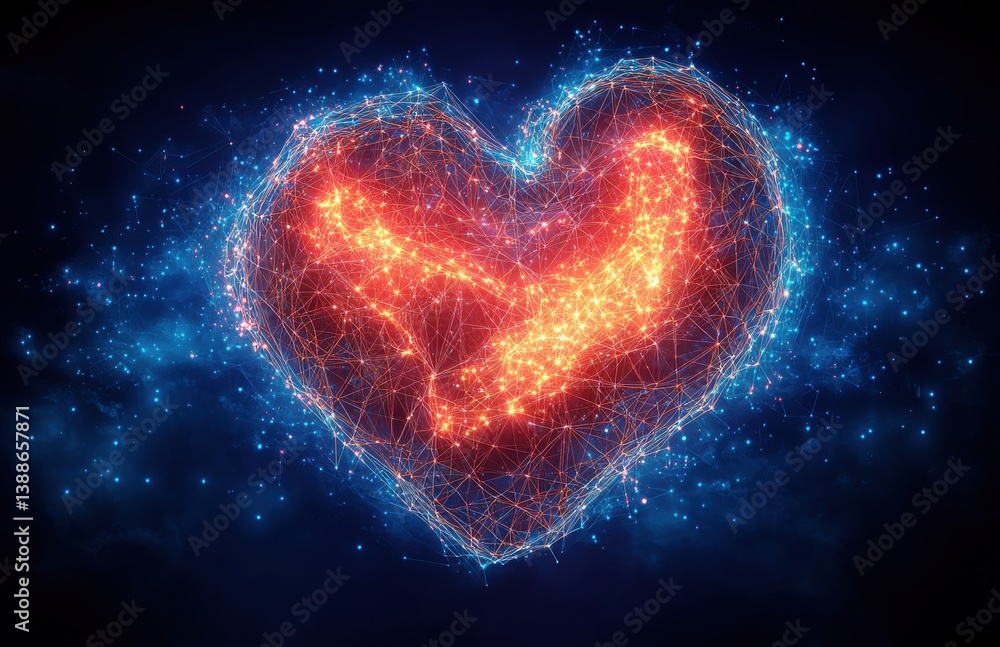 A heart made of blue and red lights A heart made of blue and red lights