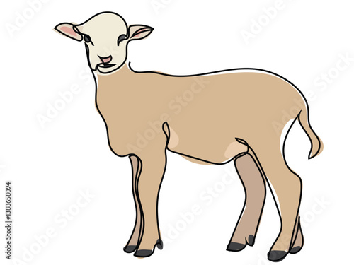 Sheep in continuous line drawing on a white background.