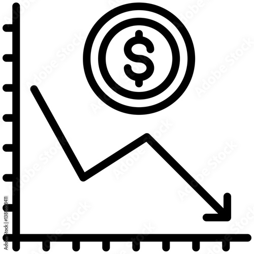 Deflation icon for management crisis, website, application, printing, document, poster design, etc