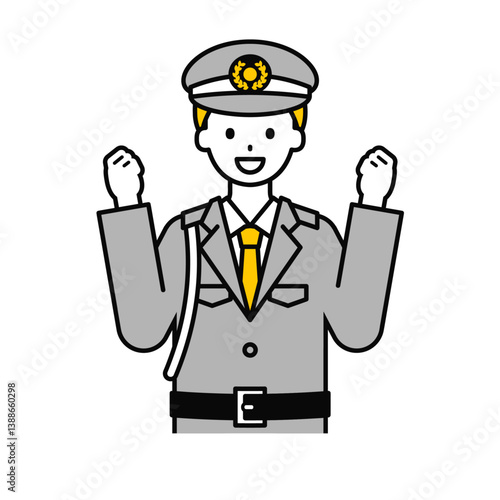 上半身のポーズ_シンプルな警備員の男性06