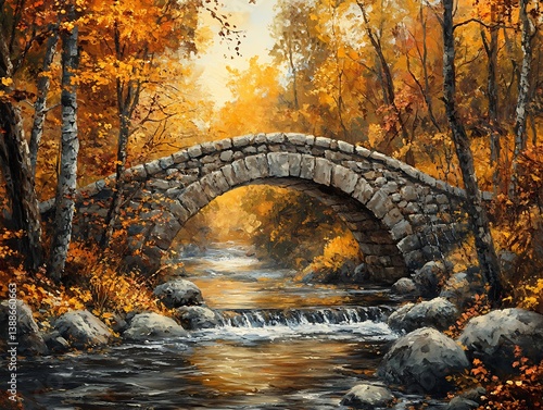 Obraz na płótnie old bridge in autumn w salonie