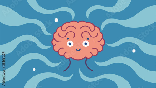 Helpless Brain Figure A brain figure looking small and helpless amidst larger swirling patterns or waves symbolizing the feeling of being overwhelmed by stress.