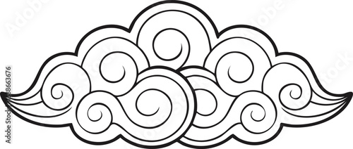 Obraz na płótnie Chinese cloud ornament black outline clipart stock illustration w salonie