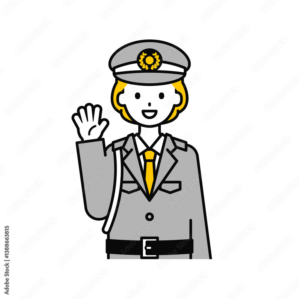 上半身のポーズ_シンプルな警備員の女性02 上半身のポーズ_シンプルな警備員の女性02