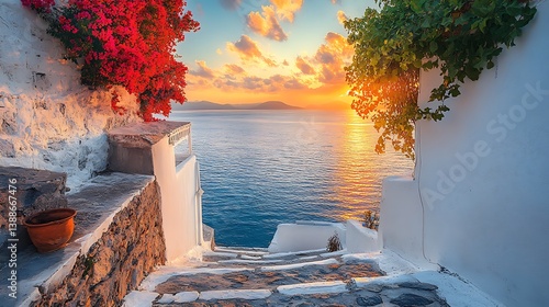 Obraz na płótnie santorini island at sunset w salonie