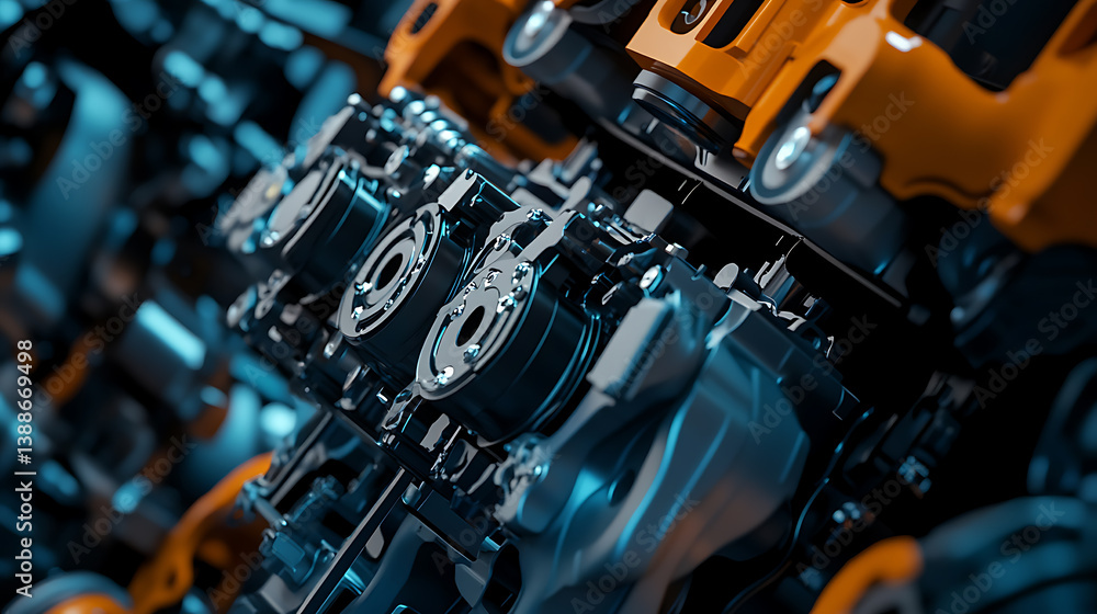 Mechanical arms constructing robotic arms for autonomous quality inspection of automotive engine components in an engine manufacturing facility, robotic arms fitting sensors, cameras