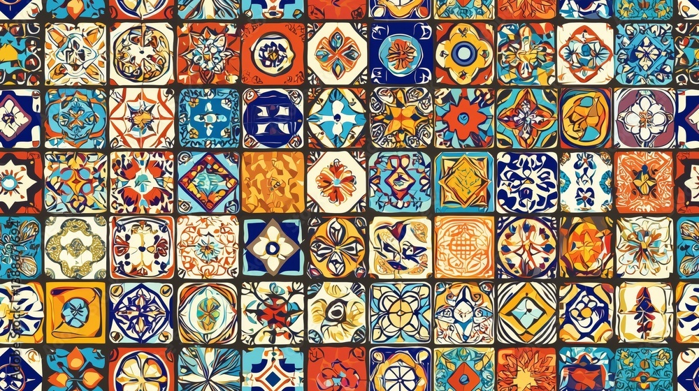Colorful Modular Wallpaper Design with Square Tile Patterns Colorful Modular Wallpaper Design with Square Tile Patterns