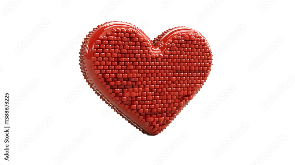 3D Rendered Red Heart Made of Cubes 3D Rendered Red Heart Made of Cubes