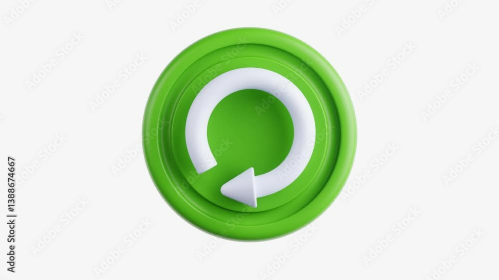Refresh 3D Icon Animation on White Background
