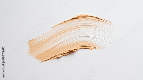 Smooth Creamy Brush Stroke of Beige and White Paint on Canvas