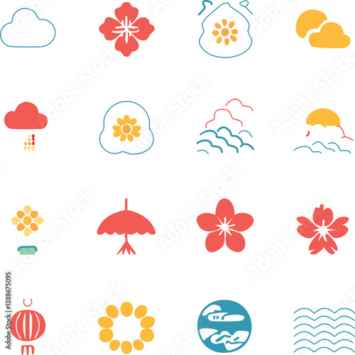 Obraz na płótnie Chinese, Korean or Japan icons for Chinese New Year stock illustration ,white background w salonie