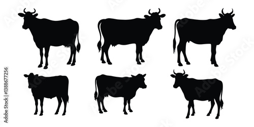 Cows silhouette collection.     