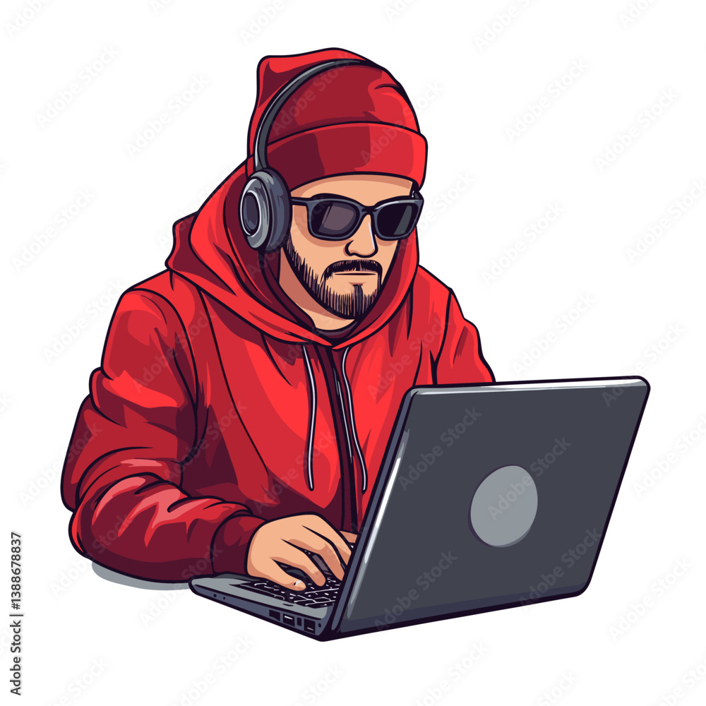 hacker with laptop computer hacker with laptop computer