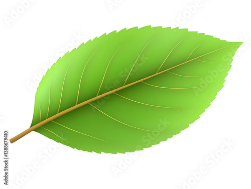 Isolated Green Leaf Illustration On Black Background With Golden Detail